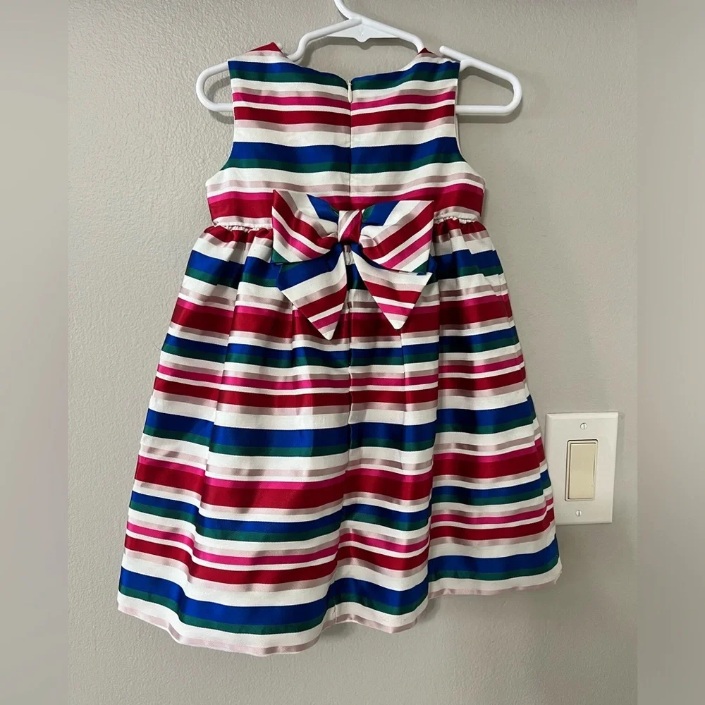 Gymboree Girls Rainbow Stripe Dress 2T Bow Back Party Easter Spring Dress